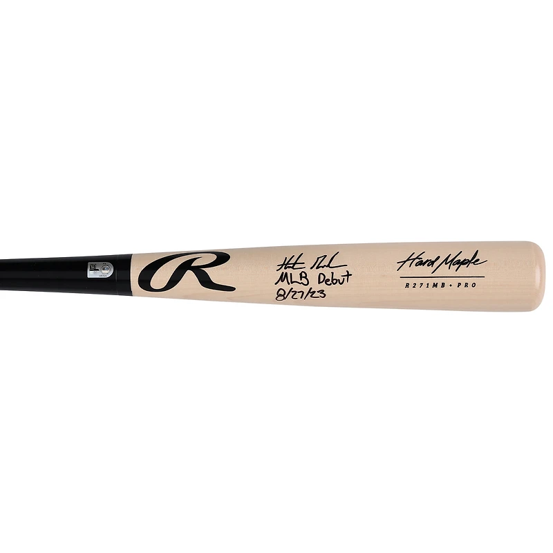 Hunter Goodman Colorado Rockies Autographed Black/Tan Rawlings Pro Bat with "MLB Debut 8/27/23" Inscription