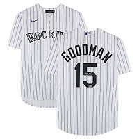Hunter Goodman Colorado Rockies Autographed White Nike Replica Jersey