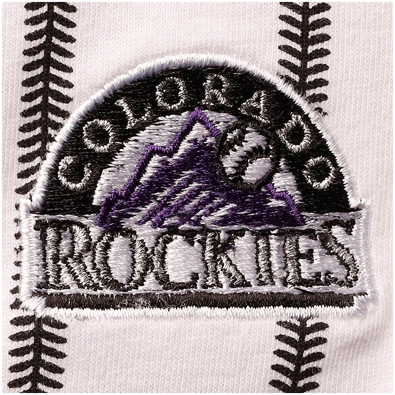 Combinaison Power Hitter blanche à fines rayures Colorado Rockies pour bébé