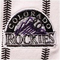 Combinaison Power Hitter blanche à fines rayures Colorado Rockies pour bébé