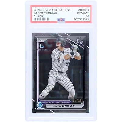 Jared Thomas Colorado Rockies 2024 Bowman Chrome Sapphire 1st Bowman Black #BDC-11 #5/10 PSA Authenticated 10 Card