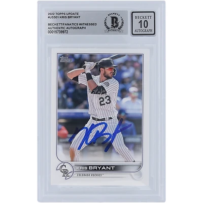Carte autographiée Topps 2022 des Rockies du Colorado #US301 Beckett Fanatics Witnessed Authenticated 10