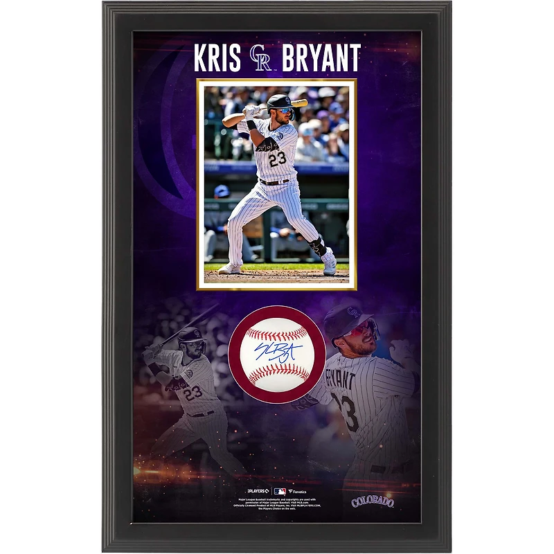 Boîte à ombre de baseball autographiée par Kris Bryant des Rockies du Colorado