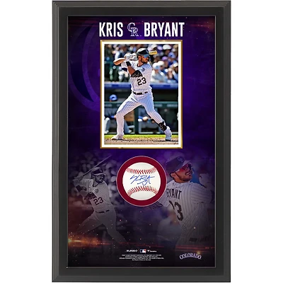 Boîte à ombre de baseball autographiée par Kris Bryant des Rockies du Colorado