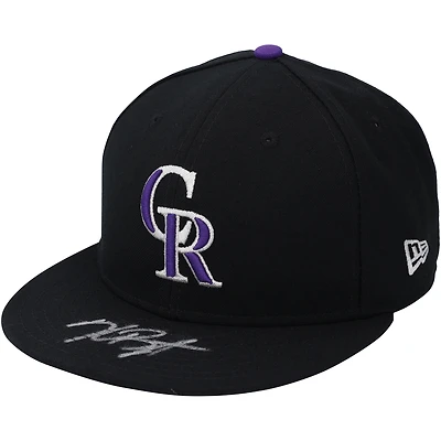 Casquette New Era noire dédicacée par Kris Bryant des Colorado Rockies