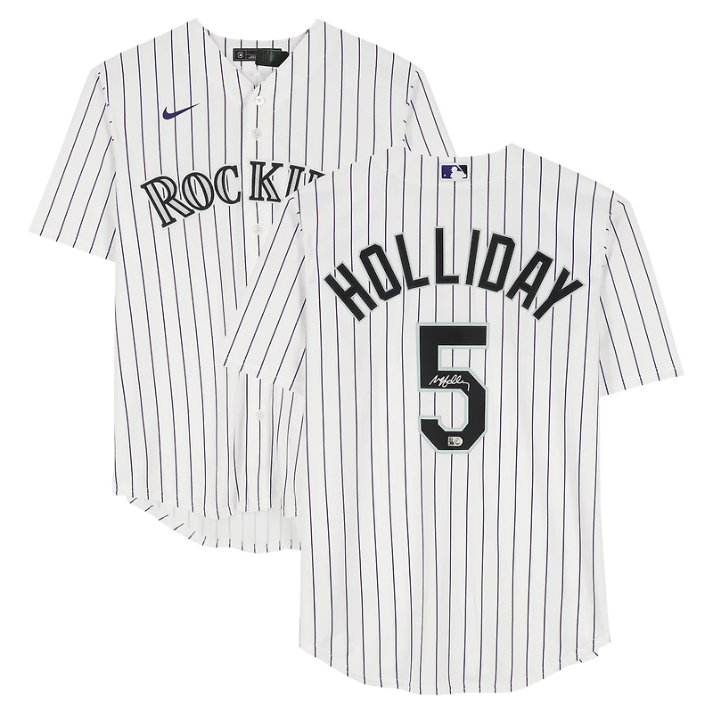 Maillot réplique blanc Nike autographié de Matt Holliday, Colorado Rockies