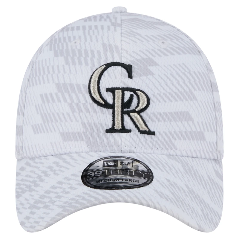 Casquette New Era blanche Colorado Rockies Graded 39THIRTY Flex pour homme