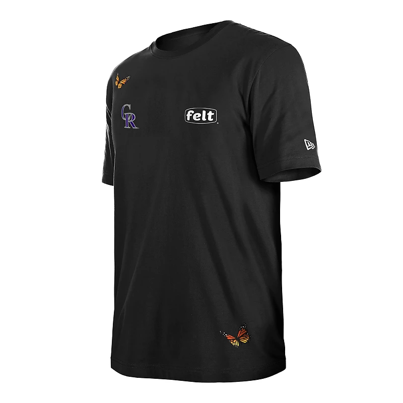 Men's New Era x Felt  Black Colorado Rockies T-Shirt