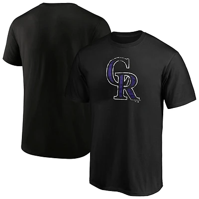 Men's Profile  Black Colorado Rockies Big & Tall Distressed Logo T-Shirt