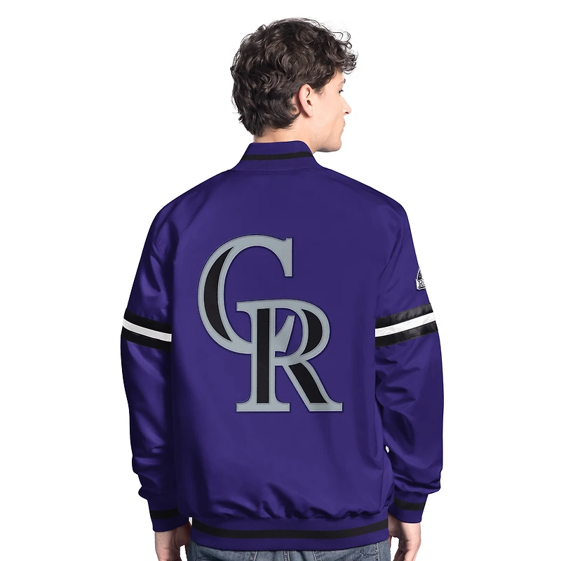 Veste universitaire à boutons-pression complète Scout des Colorado Rockies Starter Purple pour homme
