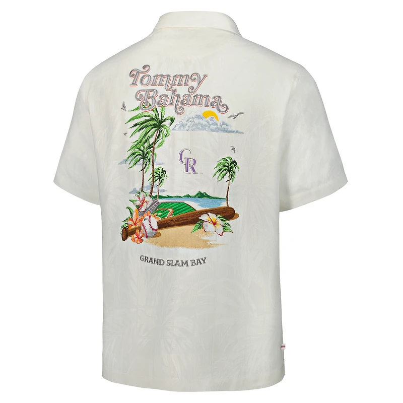 Men's Tommy Bahama White Colorado Rockies Grand Slam Bay Camp Button-Up Shirt