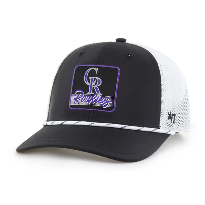Casquette de camionneur ajustable à rayures Colorado Rockies '47 noire/blanche pour homme