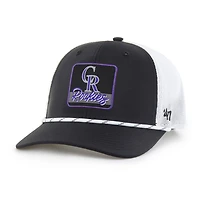 Casquette de camionneur ajustable à rayures Colorado Rockies '47 noire/blanche pour homme