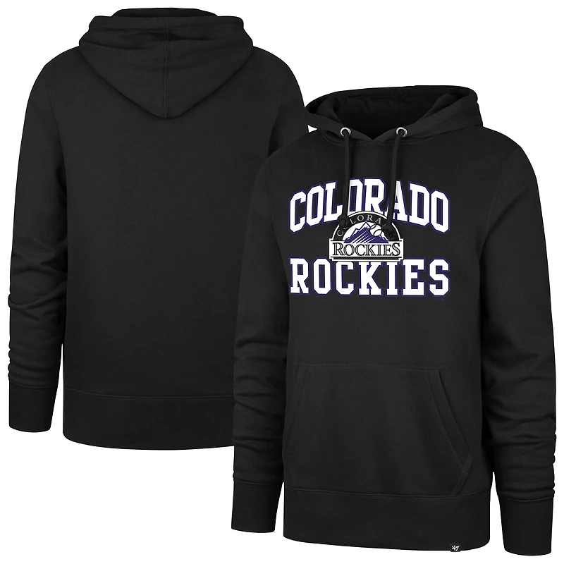 Men's '47 Black Colorado Rockies Velocity Headline Pullover Hoodie