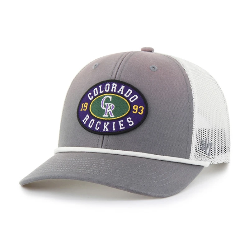 Casquette ajustable Tide Sweep Rope Trucker '47 gris/blanc pour homme Colorado Rockies