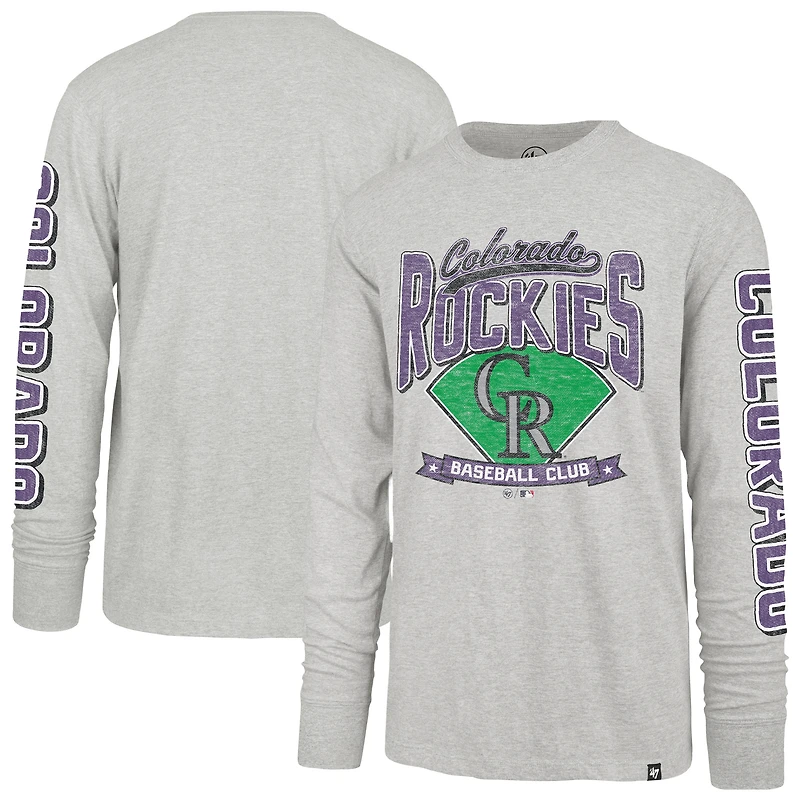T-shirt à manches longues Fair Ball Franklin '47 gris Colorado Rockies pour homme