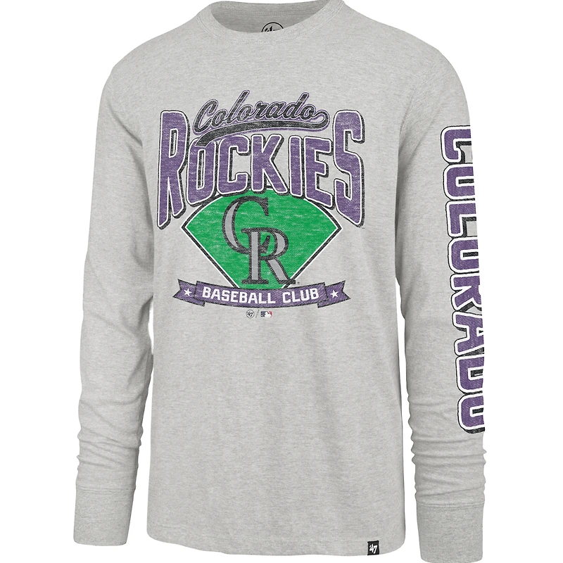 T-shirt à manches longues Fair Ball Franklin '47 gris Colorado Rockies pour homme