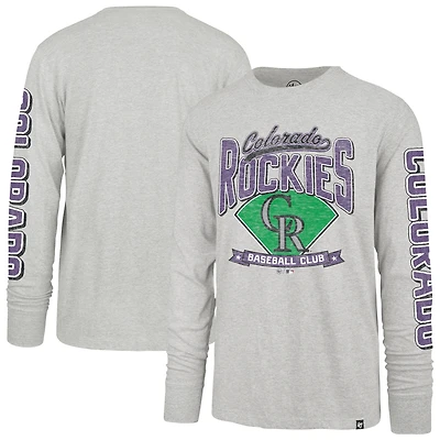 T-shirt à manches longues Fair Ball Franklin '47 gris Colorado Rockies pour homme