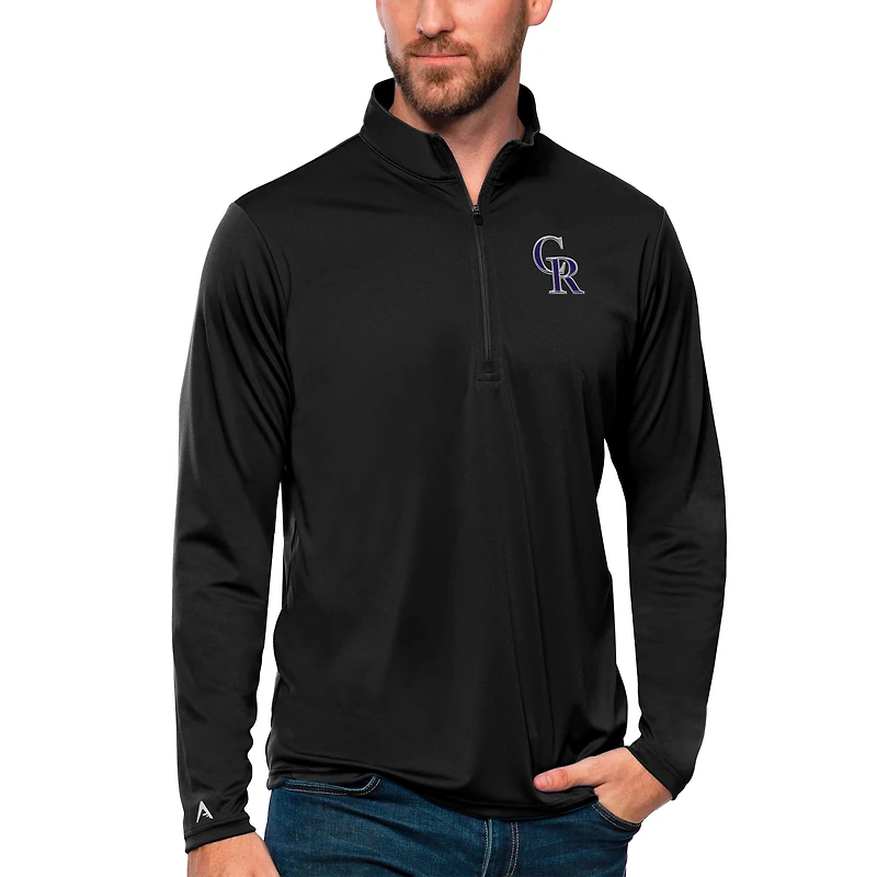 Pull-over noir à glissière quart de tour Colorado Rockies Tribute pour homme Antigua