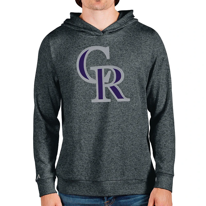 Sweat à capuche enfiler Absolute pour homme avec logo de l'équipe Colorado Rockies en anthracite chiné Antigua