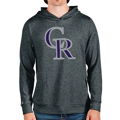 Sweat à capuche enfiler Absolute pour homme avec logo de l'équipe Colorado Rockies en anthracite chiné Antigua