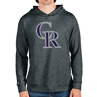 Sweat à capuche enfiler Absolute pour homme avec logo de l'équipe Colorado Rockies en anthracite chiné Antigua
