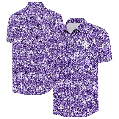 Men's Antigua Purple Colorado Rockies Resort Button-Up Shirt