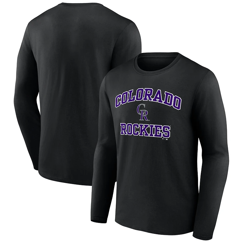 Men's  Black Colorado Rockies Heart & Soul Long Sleeve T-Shirt