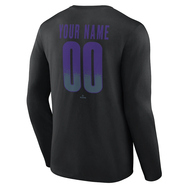 Men's Black Colorado Rockies Home Field Pop Personalized Name & Number Long Sleeve T-Shirt