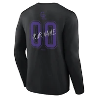 T-shirt à manches longues pour homme, noir, Colorado Rockies Hustle, personnalisé avec nom et numéro