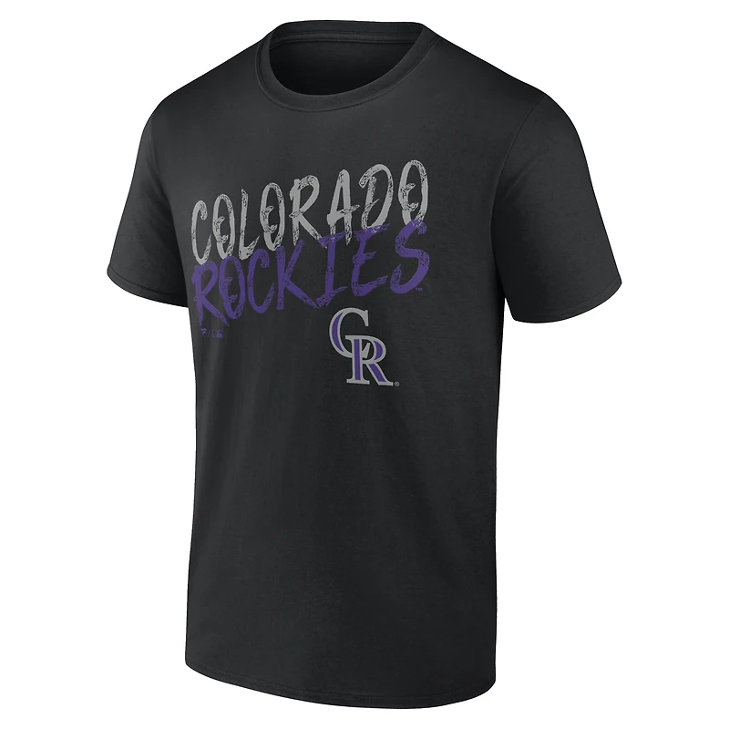 T-shirt noir pour homme Colorado Rockies Hustle personnalisé avec nom et numéro