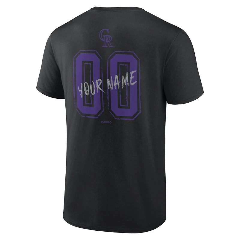 Men's Black Colorado Rockies Hustle Personalized Name & Number T-Shirt
