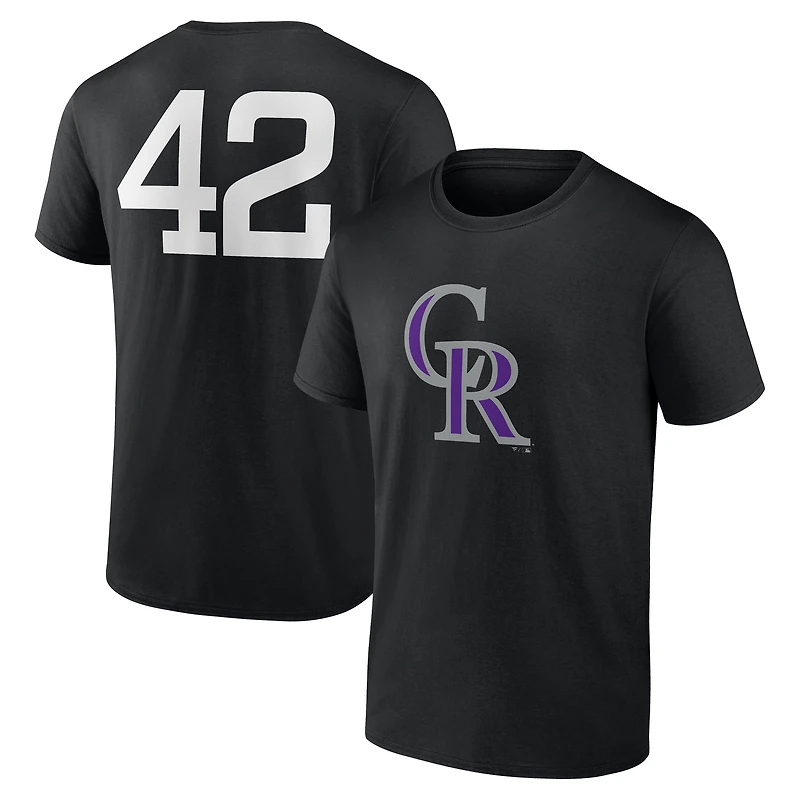 Men's Black Colorado Rockies Jackie Robinson Day Name & Number T-Shirt