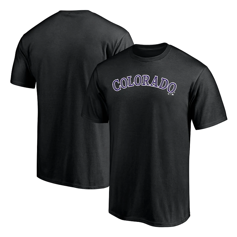 T-shirt noir pour homme avec logo officiel des Rockies du Colorado