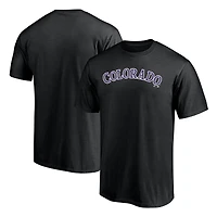 T-shirt noir pour homme avec logo officiel des Rockies du Colorado