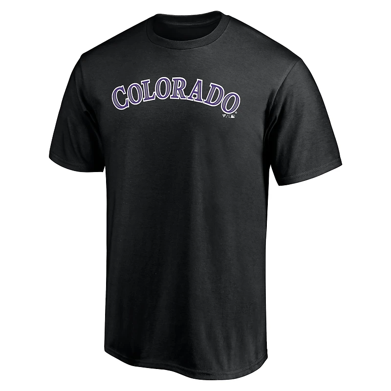 T-shirt noir pour homme avec logo officiel des Rockies du Colorado