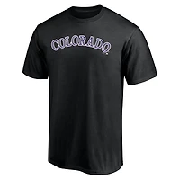T-shirt noir pour homme avec logo officiel des Rockies du Colorado