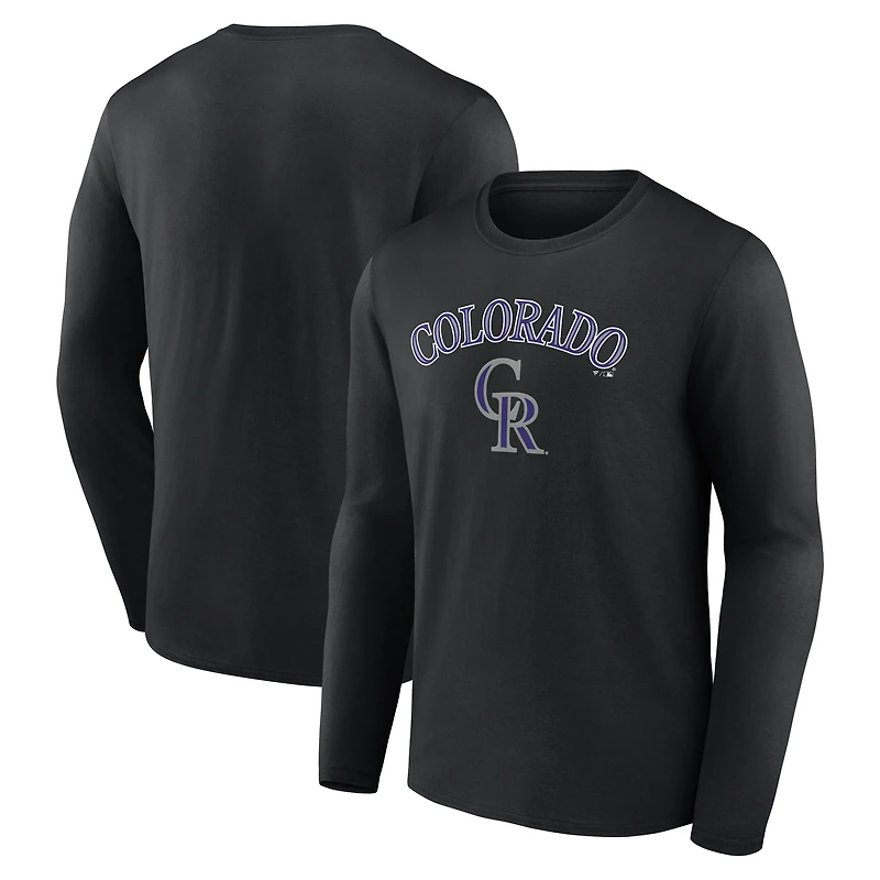 Men's  Black Colorado Rockies Team Lockup Long Sleeve T-Shirt