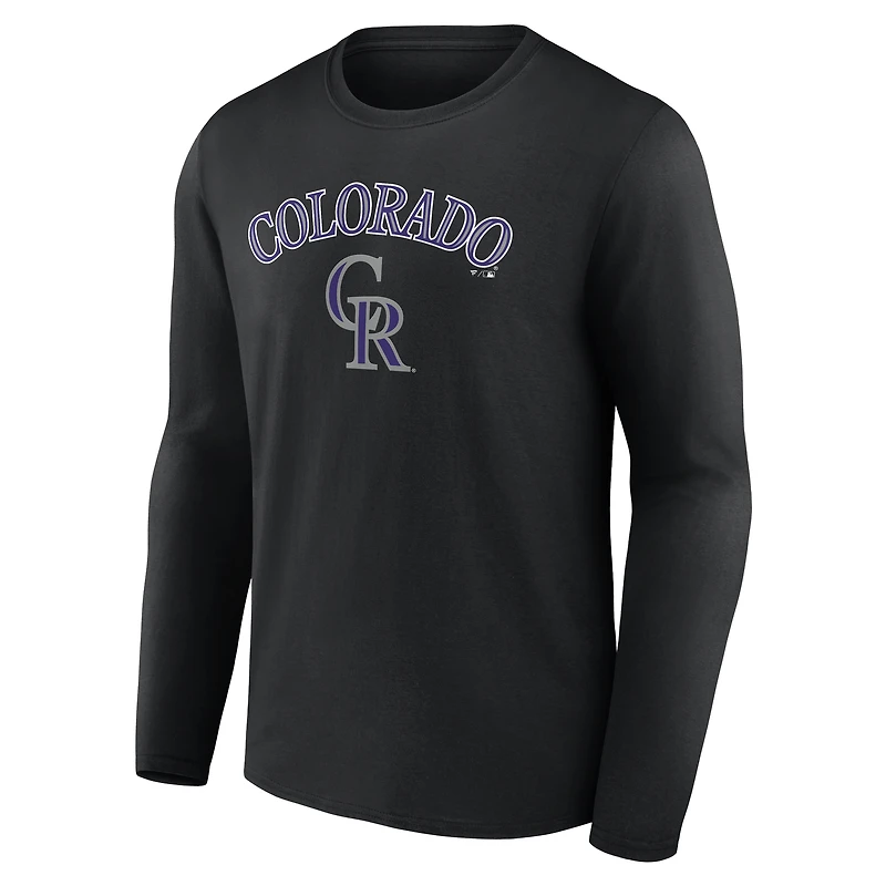 T-shirt à manches longues noir pour homme Colorado Rockies Team Lockup