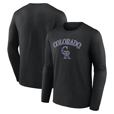 Men's  Black Colorado Rockies Team Lockup Long Sleeve T-Shirt
