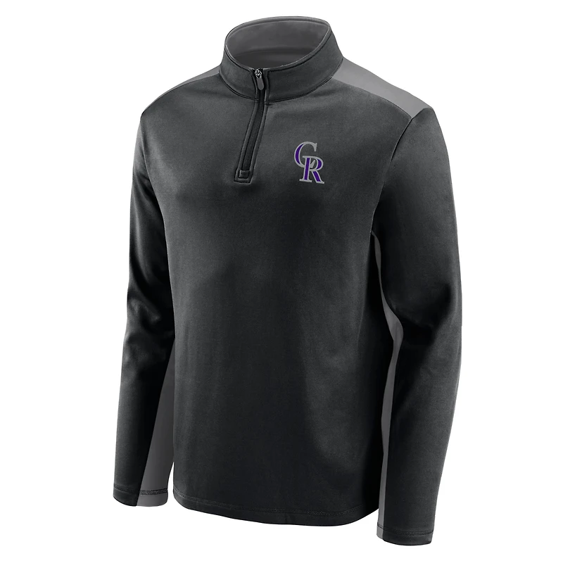Men's Black Colorado Rockies Team Primary Logo Quarter-Zip Jacket