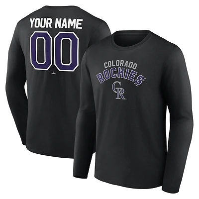 Men's Black Colorado Rockies Winning Streak Custom Long Sleeve T-Shirt