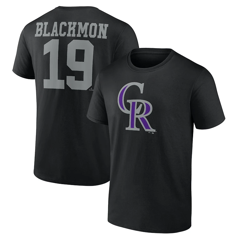 Men's Charlie Blackmon Black Colorado Rockies Player Icon T-Shirt