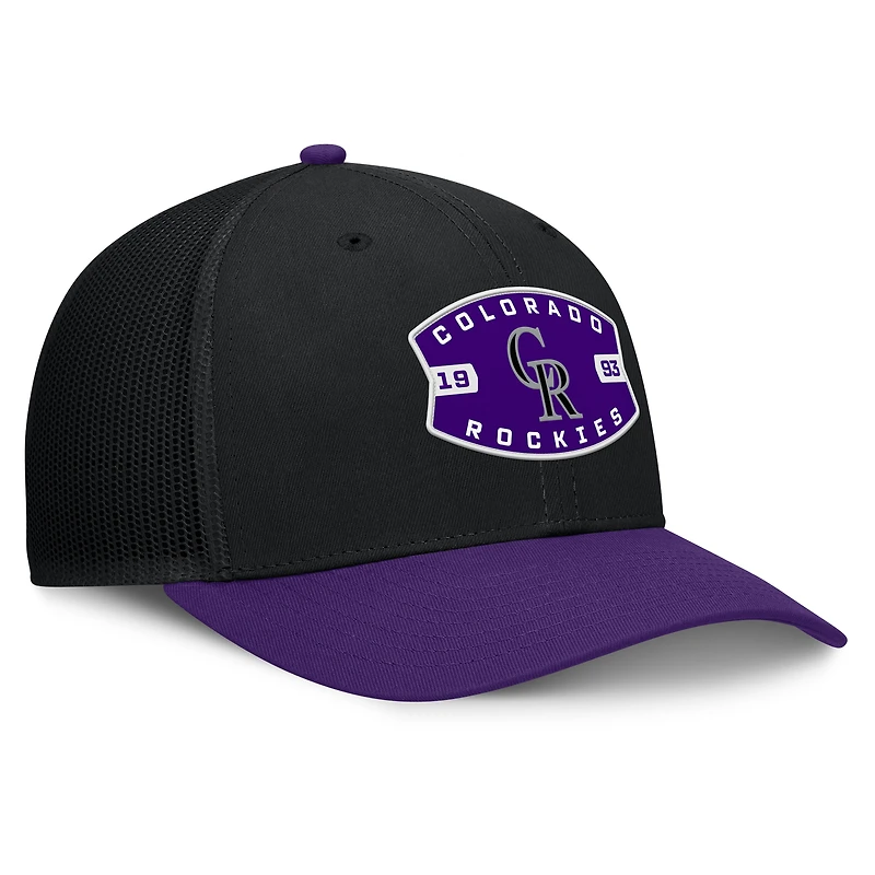 Men's Colorado Rockies Fanatics Black/Purple Cutoff Adjustable Trucker Hat