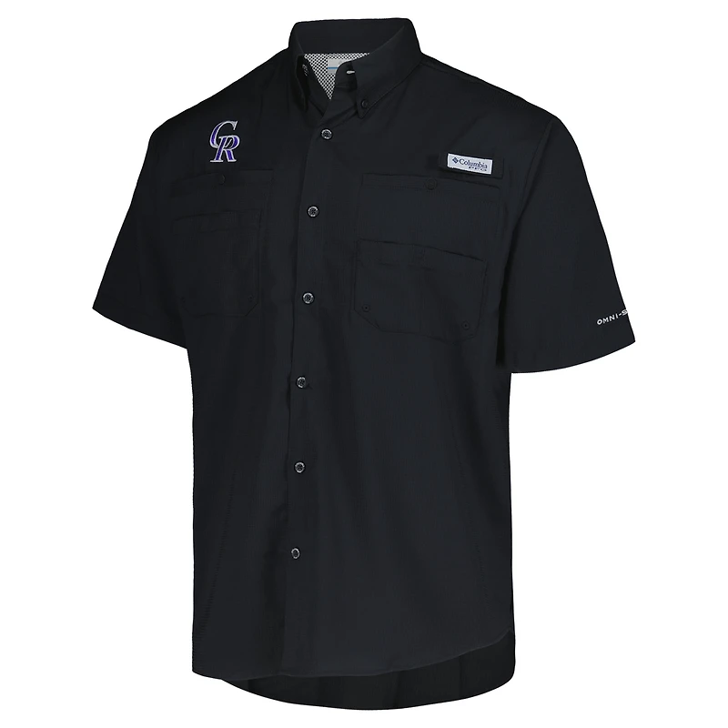 Men's Columbia Black Colorado Rockies Tamiami Omni-Shade Button-Down Shirt