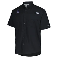 Men's Columbia Black Colorado Rockies Tamiami Omni-Shade Button-Down Shirt