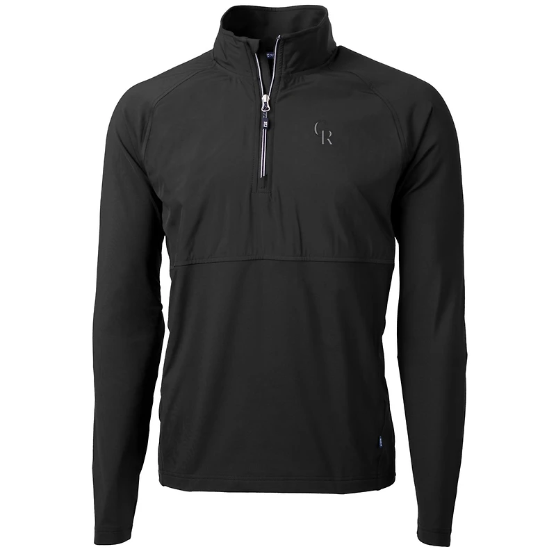 Veste hybride recyclée à fermeture éclair quart de tour pour homme, noire, des Colorado Rockies, Cutter & Buck, Adapt Eco Knit