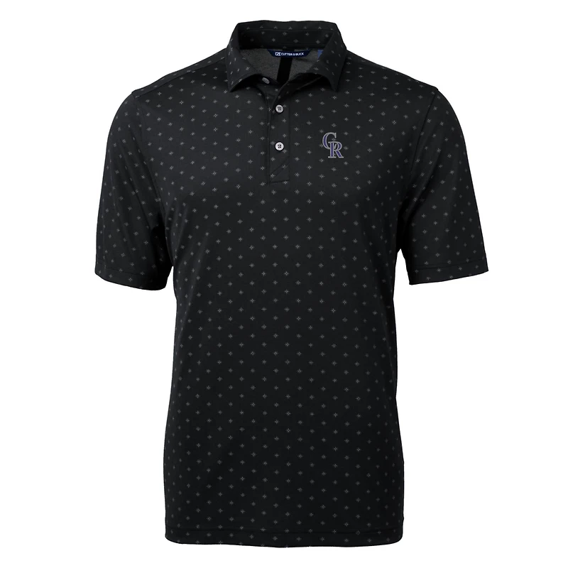 Men's Cutter & Buck Black Colorado Rockies Big Tall Virtue Eco Pique Tile Print Polo