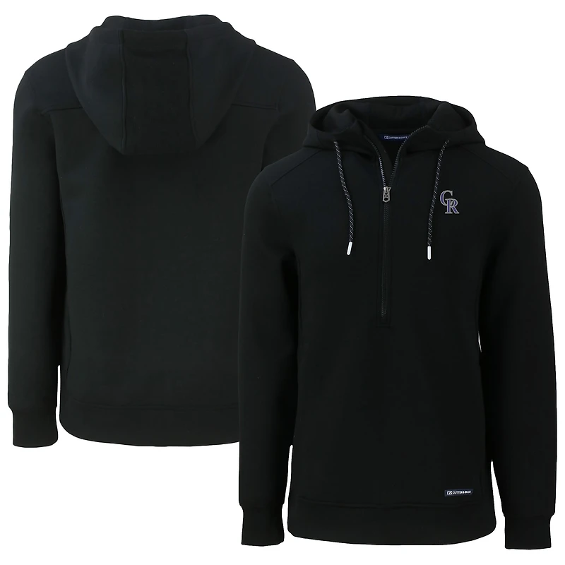 Sweat à capuche recyclé demi-zip Roam Eco pour homme, noir, des Colorado Rockies de Cutter & Buck