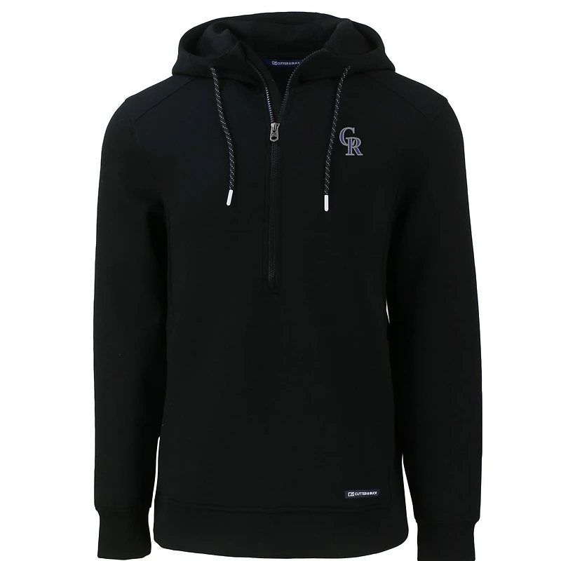 Sweat à capuche recyclé demi-zip Roam Eco pour homme, noir, des Colorado Rockies de Cutter & Buck